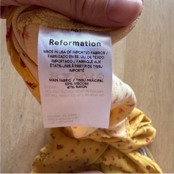 Reformation Yellow Floral Mini Dress | Cottagecore | V-Neck | XS - Small - Picture 5 of 6